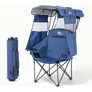 Bolosy Oversized Camping Chair with Canopy Beach Chair with Shade | Canopy Chair with Cup Holder, Side Pocket, Portable Folding Chair for Adults Fishing Camp Outdoor Sport Lawn Support 400 LBS