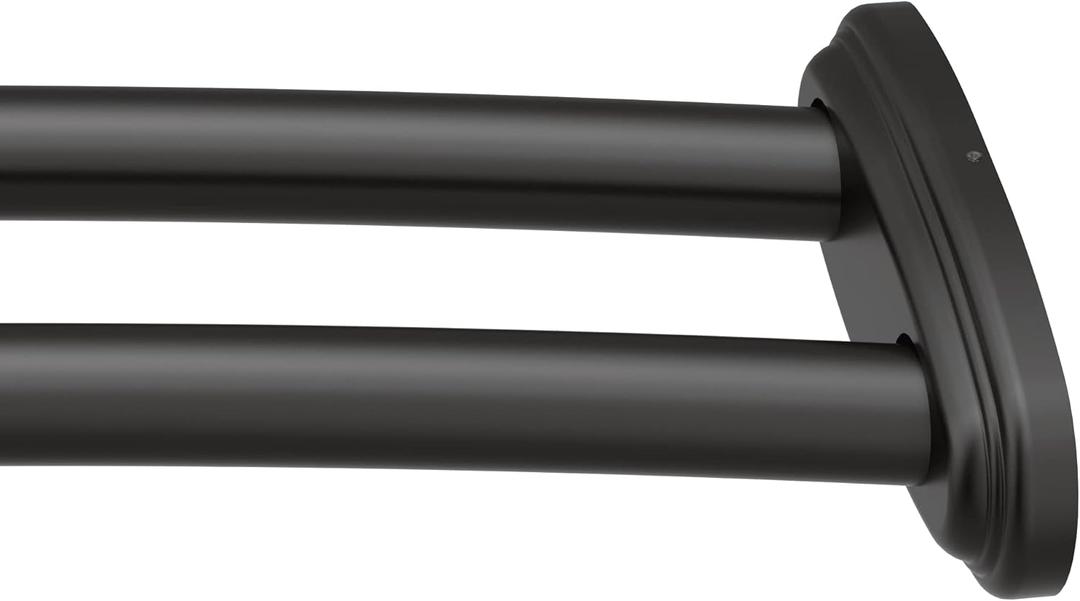Moen Matte Black Adjustable 57 to 60-Inch Double Curved Shower Rod, Permanent Wall Mounted Shower Curtain Rod, DN2141BL