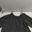 WDIRARA Women's Plus Size Cold Shoulder Ruffle Trim Bishop Sleeve A Line Dress Black 2XL