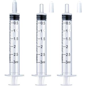 3ml Syringe for Liquid, Oral, Scientific Labs, Measurement, Dispensing, with Cap- 3 Pack 3ml Syringes
