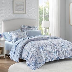 Madison Park Essentials Blue Floral Comforter Set with Sheets King,7pc
