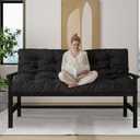 YOSHOOT 6 Inches Futon Mattress Full Size, Thick Futons Sofa Couch Bed, Floor Mattress for Adults, Shredded Foam Filling, Medium Firm(Frame Not Included), Black(54"x75")