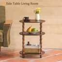 MaxSmeo Side Table with Charging Station, 3-Tier Small End Table with USB Ports and Outlets, Modern Oval Night Stand Accent Table for Living Room, Bedroom, Rustic Brown