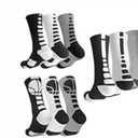 OLCHEE Boys Sock Basketball Soccer Hiking Ski Athletic Outdoor Sports Thick Calf High Crew Sock 9 Pack Black White Grey, Size S