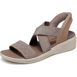 Skechers Women's Arya-Very Demure Hands Free Slip-ins Wedge Sandal, Mocha, Size 8