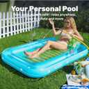SLOOSH Inflatable Tanning Pool Lounger Float, 70" x 46" Pool Floats Adult with Pillow, 4 in 1 Suntan Tub Raft Floatie,Sunbathing Bed Lounge for Water Blow Up Kids Ball Pit Party Gifts, L-Blue Green
