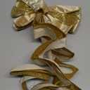 Christmas Tree Topper Bow, 43x13 Inches Large Toppers Bows for Christmas Tree, Glitter Satin Mesh Streamer and Wired Edge, Xmas Ornament Treetop Hanging Decorations & Gift