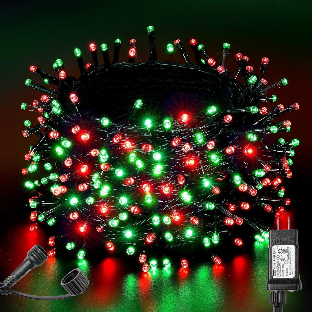 BlcTec Christmas Lights Indoor Outdoor 300 LED 108FT UL Certified Christmas Tree Lights with 8 Modes, Waterproof, Timer, End to End Connectable String Light for Trees, Patio Xmas Decor, Red Green