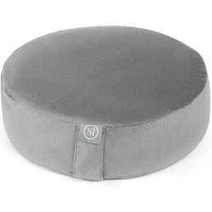 Meditation Cushion Bolster Pillow for Restorative Yoga  Supportive Cushion for Meditation, Pilates, and Relaxation  Filled with Buckwheat Hulls - Removable Cover (Gray)