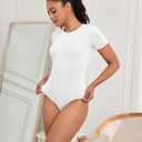 Cute Short Sleeve Tank Tops Bodysuit for Women Crew Neck Casual 2026 Summer Tops (S)