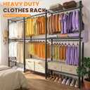 Heavy Duty Clothes Rack, Portable Closets with 6 Rods & 6 Shelves