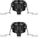 275 330 Gallon Ibc Tote Fittings Adapter 2 Inch Tote Tank Drain Adapter with Camlock Garden Hose Connection, Black(2 Pack)
