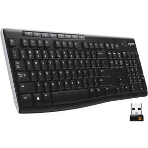 Logitech K270 Wireless Keyboard for Windows, 2.4 GHz Wireless, Full-Size, Number Pad, 8 Multimedia Keys, 2-Year Battery Life, Compatible with PC, Laptop, Black