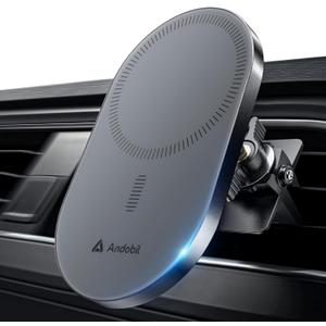 andobil 2026 Upgraded for Magsafe Car Mount [Biggest Panel, Big Phone Friendly] 360 Rotation Magnetic Phone Holder for Car Vent Suitable for iPhone 17/16/15 Pro Max Samsung S25/S24 (Grey)