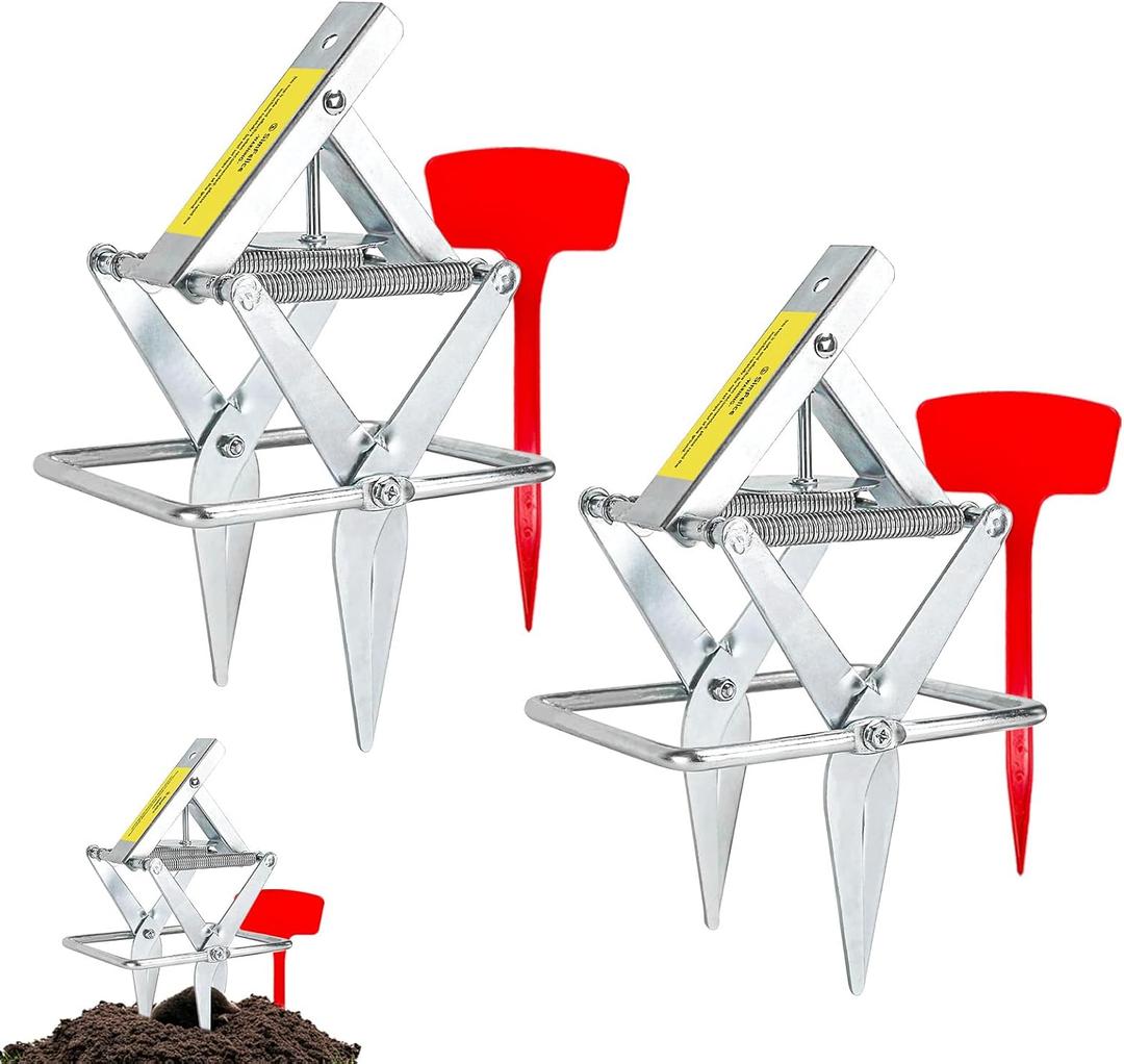 2 Pack Upgraded Mole Traps Heavy Duty Scissor Mole Trap for Lawns Galvanized Steel Reusable Traps that Work Best Gopher Killer Easy One-Step Setup