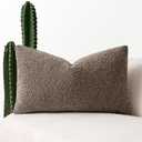 MIULEE Textured Boucle Throw Pillow Cover Dark Brown Accent Solid Lumbar Pillow Case Decorative Soft Pack of 1 Couch Cushion Chair Sofa Bedroom Livingroom Home Decor,12x20 Inch