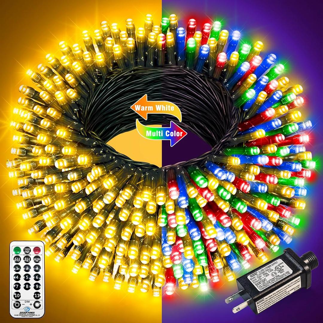 100FT 300 LED Color Changing Christmas Lights, Warm White & Multicolor Christmas Tree Lights with Remote, Waterproof Connectable String Light Outdoor Indoor for Party Garden Xmas Tree Decorations