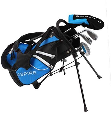 Aspire Junior Plus Kids Golf Clubs for Ages 3-12 (5 Groups) - Boys & Girls Right-Handed Kids Golf Set with Lightweight Stand Bag, Graphite Shafts & Aircraft-Grade Aluminum