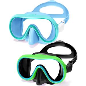 Seago 2 Pack Swim Goggles with Nose Cover, Goggles for Kids 6-14 Girls Boys Youth, Wide-Frame Swimming Goggles