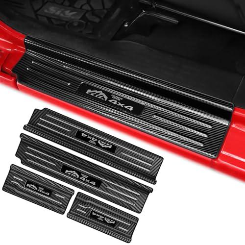 smnuxwm 4PCS Door Sill Protector for Jeep Wrangler JL JLU 2018-2024/ Jeep Gladiator JT 2020-2024 Accessories Stainless Steel Front Door Car Pedal Kick Protection (4PCS-4 Door-Carbon Fiber)