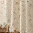Floral Farmhouse Vintage Linen Shower Curtain, French Country Spring Shower Curtains for Bathroom with Tassels, 72Wx72H