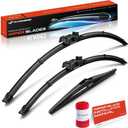 A-Premium 28"+21"+12" Windshield Wiper Blades with Wear Indicator & Towel | Compatible with Mercedes-Benz ML63 AMG, ML350, ML320, ML550, ML450, Front Rear Wipers Blade for TL2/Snap Claw Arm, Pack of 3