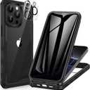 CENHUFO Privacy for iPhone 15 Pro Case, Full Body Phone Case with Built-in 9H Tempered Glass Privacy Screen Protector and Camera Lens Protector, Anti Peep Spy Shockproof Bumper Clear Cover - Black