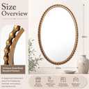 Nuanchu 36 x 24 Inch Gold Oval Bathroom Mirror, Vintage Antique Beaded Wall Mirror with HD Glass, Decorative Vanity Wall Decor, Baroque Ornate Hanging for Bathroom Bedroom Entryway Living Room