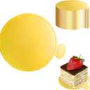 ZYLOP 3.5 Inch Mini Cake Boards: 50pcs Golden Round Mousse Cupcake Base, Bases Para Postres Mini Paper Plates Circle Dessert Boards