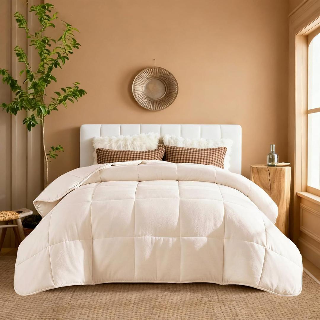 YnM Weighted Blanket King/CA King 40lbs, The Extra Heavy Oversized Weighted Comforter, Warm & Fluffy Throw (Neutral Beige, 40lbs, 104" Lx90 W)