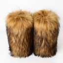 QMFUR Women's Furry Faux Fur Boots Fuzzy Fluffy Mid Calf Snow Boots Suede Warm Fur Lined Booties Flat Fashion Boots Size 41