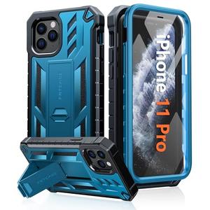 FNTCASE for iPhone 11 Pro Case: Military Grade Shockproof Dual Protective Cell Phone Cover with Kickstand - Rugged Full Protection Matte Textured Dropproof Heavy Duty Hard Cases - 5.8 Inch Blue
