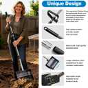 2-in-1 Chicken Poop Scooper & Rake 12-Inch Large Metal Shovel Head Adjustable Stainless Steel Handle (24 to 64") Litter Sifting Shovel Cleaning Tools for Chicken Run, Animal Farm (Black)