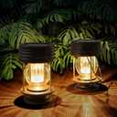 pearlstar Solar Lantern Outdoor Waterproof Hanging Solar Garden Lights - 2 Pack Solar Powered Landscape Christmas Lanterns with Retro Design for Patio, Yard, Garden and Pathway Decor (Warm Light) (5.5'')