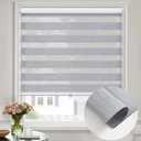 Zebra Blinds Cordless Dual Layer Window Shades Blackout Roll up Blinds Light Control Day and Night Easy to Install Roller Shades for Home (Gray, Size 50" W x 64" H)