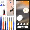 OLED Display [with Fingerprint Function] [with Bracket] Compatible with Google Pixel 6A [6.1 inch] GX7AS, GB62Z, G1AZG, GB17L Screen Touch Digitizer Assembly LCD Display with Repair kit