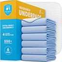 GREEN LIFESTYLE Washable Underpads - Large Bed Pads for use as Incontinence Bed Pads, Reusable Pet Pads, Great for Dogs, Cats, Bunny, Seniors Bed Pad (Pack of 6 - 30x34) (Blue/White)
