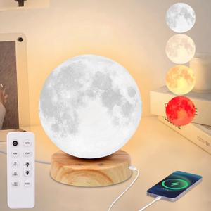 Finezeal Light Therapy Lamp  10000 Lux Full Spectrum Sun Lamp, 3 Color Temperatures & 670nm Red Light, Touch/Remote Control, Stepless Dimming, USB Phone Charging, Moon Sunlight Lamp for Home Office
