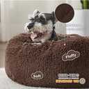 Bedsure Calming Dog Bed for Small Medium Dogs - Donut Washable Medium Pet Bed, 27 inches Anti-Slip Round Fluffy Plush Faux Fur Cat Bed, Coffee