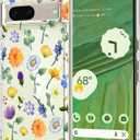 Unov Case for Pixel 7 Case Clear with Design Soft TPU Shock Absorption Slim Embossed Pattern Protective Back Cover for Pixel 7 5G 6.3inch (Flower Garden)
