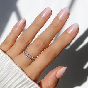 Glamnetic Press On Nails - Crystal Glaze | Glazed Short Oval Nude Fake Nails with Ombré, Salon Quality Neutral Nails | 15 Sizes - 30 Nail Kit with Glue