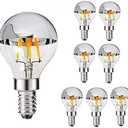 Lxcom Lighting G14(G45) Half Chrome Light Bulb,Dimmable 4W E12 LED Candelabra Bulbs Warm White 2700K 400Lm Filament Vintage Bulb with Silver Decorative Edison Globe Bulb for Indoors(8 Pack)