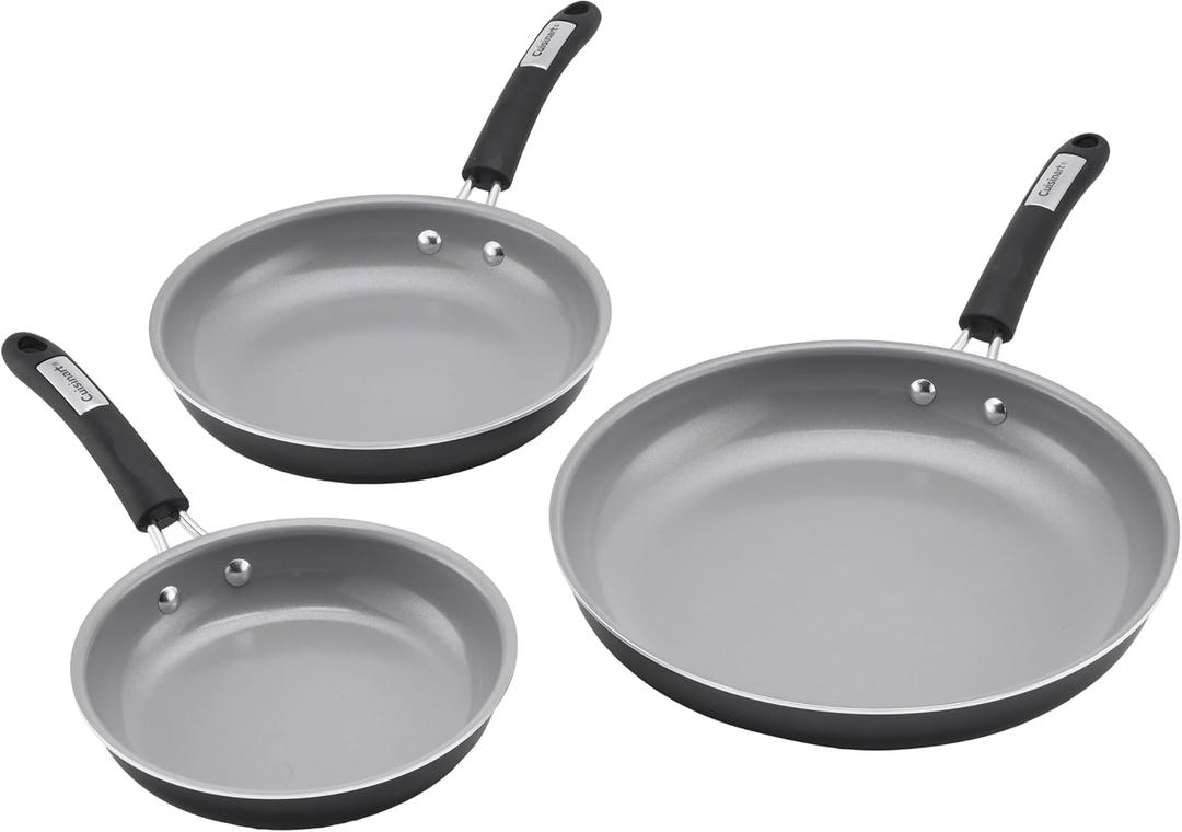Cuisinart, 3-Pc Classic Ceramic Nonstick Skillet Set, 35C22-3BK, Assorted