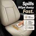 Beige Thick Nappa Leather Automotive Front Car Seat Covers Set of 2