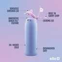 Ello Pop & Fill 18oz Stainless Steel Kids Water Bottle with Quick Fill Lid | Vacuum Insulated BPA Free Bottle with Leak Proof Straw and Chug Lid, Dishwasher Safe, Gift For Kids Teens, Purple Holo