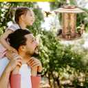 Solar Bird Feeders for Outdoors, Metal Hanging Bird Feeder with 3 Water Cups,Rust Resistant, Solar Garden Lantern for Outdoors Decor,The Perfect Choice for Gift(2.5LB)