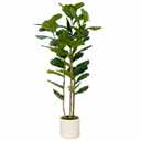 Artificial Fiddle Leaf Fig Tree 6FT with White Tall Planter-Large Faux Tree Tall Fake Floor Plant in Pot,Artificial Plants Indoor for Home Office Living Room Décor(Lyrata 6FT)