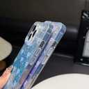 Compatible with iPhone 13 Pro Case, Cute Bow Pattern Gradient Bling Sparkly Aesthetic Transparent Shockproof Slim Durable TPU Phone Case for Women Girls - Blue