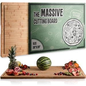 Massive Extra Large Cutting Board for Kitchen 30 X 20 by Grizzly Living - Heavy Duty Bamboo Chopping Boards for Meat, Veg & Charcuterie - Large Wooden Stove Top & Countertop (30" x 20")