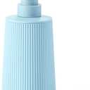 Small Soap Dispenser for Bathroom and Kitchen, Modern Farmhouse Striped Style Plastic Hand Soap Dish Soap Dispenser with Pump Light Blue